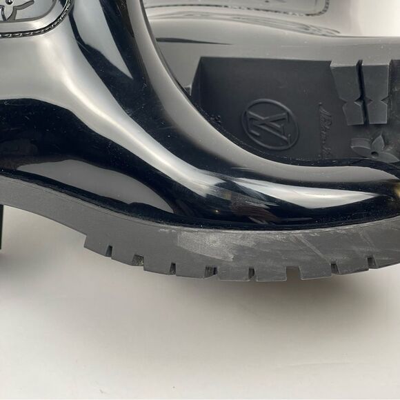 Louis Vuitton Black Mid-Calf Rain Boots Monogram Pattern Women’s Size 39 - Picture 12 of 16